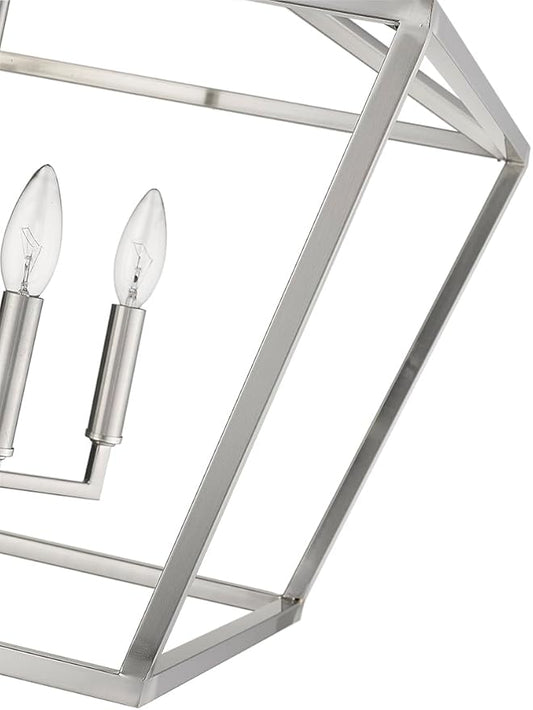 ML Lighting 3294-SN Transitional Four Light Pendant from None Collection in Pewter, Silver Finish, Satin Nickel