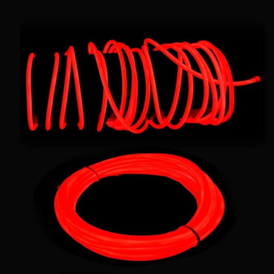 3m red neon Wire Flash Electroluminescence, Cutting El Wire,Used for DIY Design, Various Holiday Party Decoration. (Red, 3m)