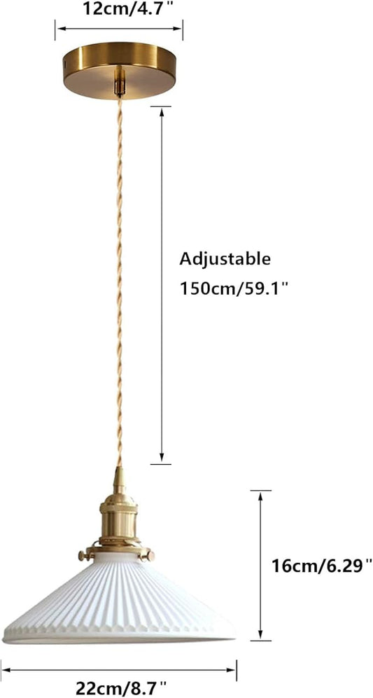 Ceramic Pendant Light, Minimalist Pleated Modern Pendant Light, Kitchen Island Bedroom Dining Room Bar Pendant Lighting