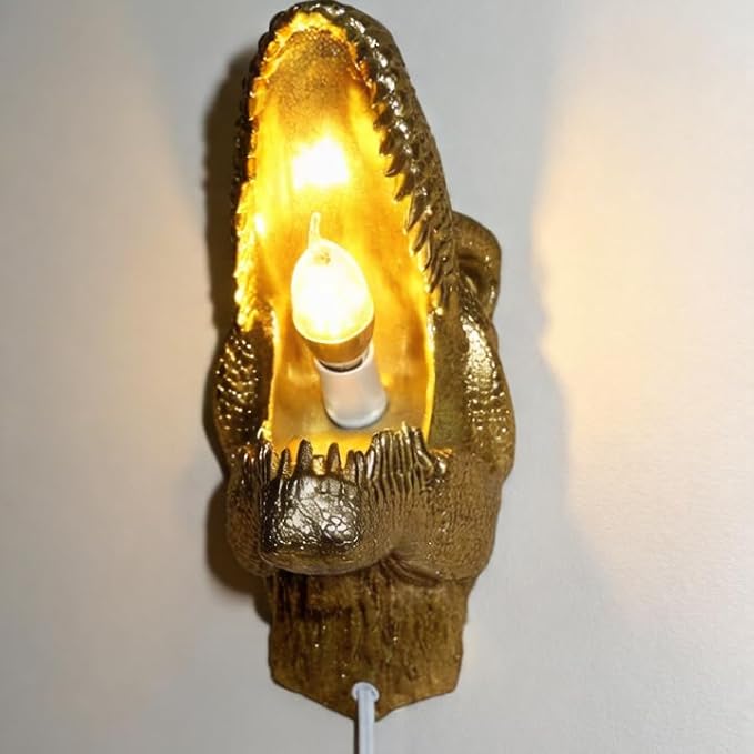 Plug in Wall Sconces -Resin Dinosaur Statue Wall Light- Suitable for Bedroom、Living Room and Hallway