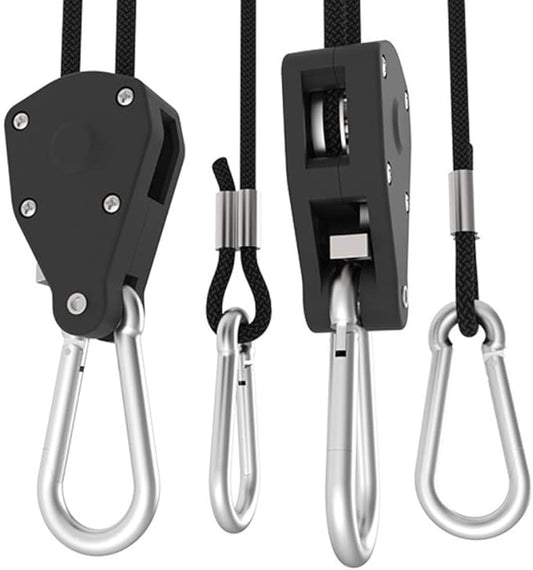 6 Pairs 1/8" Heavy Duty Ratchet Hangers, Adjustable Rope Hangers, Grow Light Rope Hangers for Grow Plant Fan Filter Light Room Equipment, 150 LB Capacity per Pair