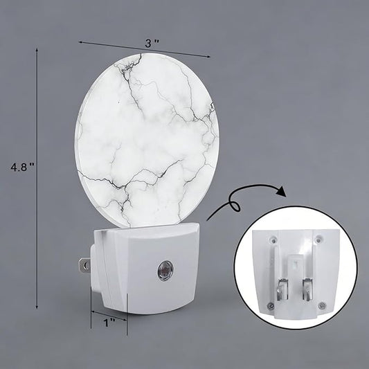 White Gray Marble Texture Night Light Auto Sensor Led Dusk to Dawn Lamp Home Decor for Men Women