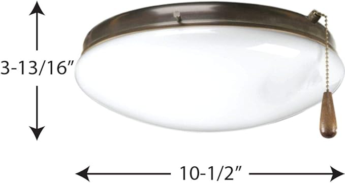 Progress Lighting 2-Light Ceiling Fan Light Kit for AirPro Collection Ceiling Fans, Modern Tranisitonal Style with Wide Low Profile Opal Glass Diffuser, Includes 2 LED Light Bulbs, Antique Bronze