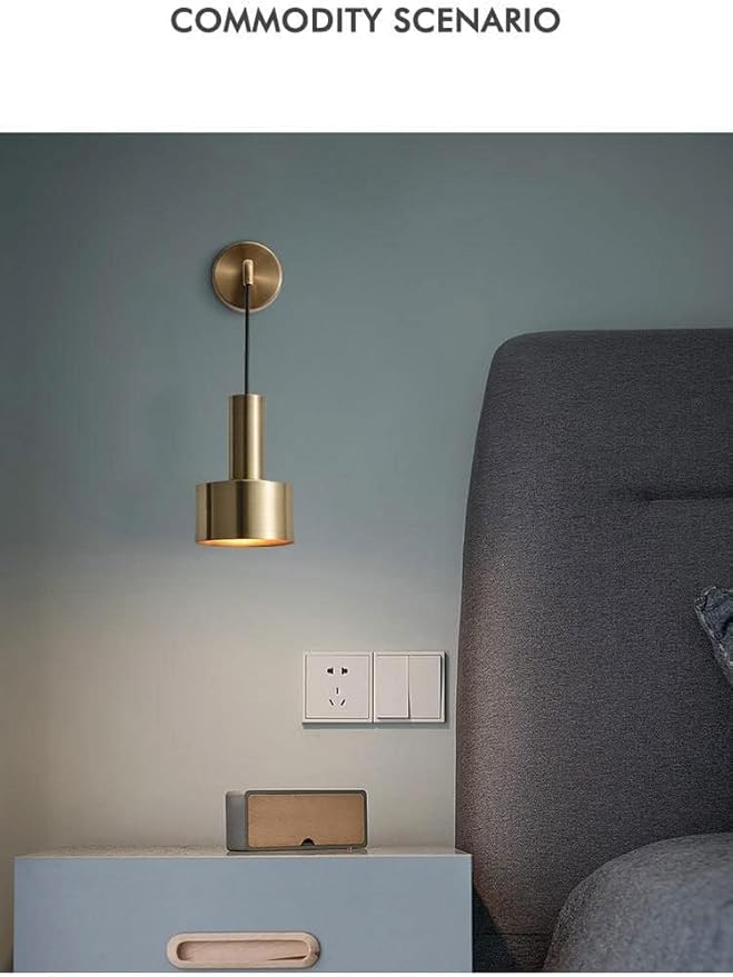 KEFA Battery Operated Wall Lights Indoor with Remote,2 Pieces of Bedroom Bedside Chandelier Gold Warm Light
