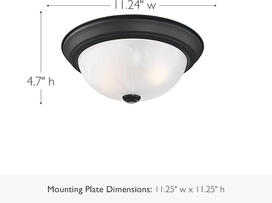 Design House, 2 Pack, 2-Light Indoor Dimmable Ceiling Light, Alabaster Glass Shade, Matte Black, 11.25 in W x 4.75 in H, Interior Lighting, Item 588251