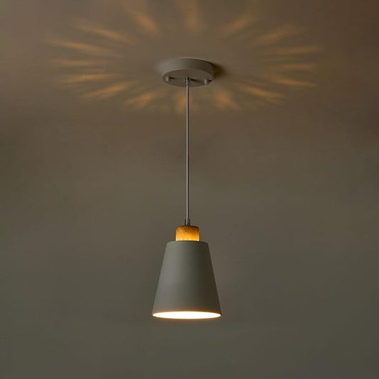 White Pendant Light Kitchen Island Wood Pendant Lighting Mini Modern Hanging Light Small Pendant Light Fixture for Dining Room,Bar,Bedroom,Adjustable Cord,5.94 inch,1 PCS