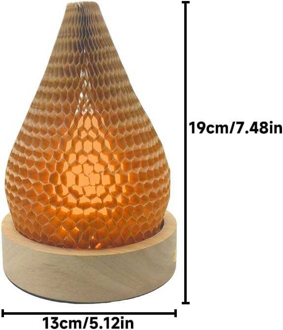 Modern Night Light Fixture Honeycomb Paper Minimalist Style LED Table Lamp Dimmable Nightlight Rechargeable Desk Decor Lamp for Living Room Kitchen Island Bar Entryway (Brown)