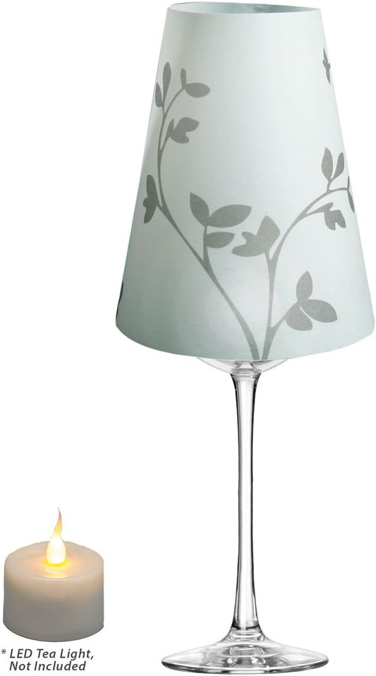 Royal Designs Vellum Tea Light Paper Wine Glass Lampshade, Flower Sprout Silhouette, Set of 20, Gray Sprout (TLS-1015-20)