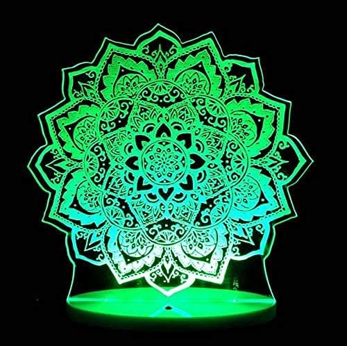 3D Lotus Flower Night Light Lamp Illusion 16 Color Changing Table Desk Decoration Lamps Gift with Acrylic Flat ABS Base USB Cable Toy