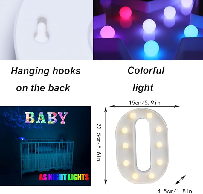 LED Marquee Letter Lights, 18 Colors Changing Light Up Letters with Remote, RGB Alphabet Letters Sign for Girls Boys Gift Birthday Party Night Light Bedroom Wedding Christmas Decor-Colorful O