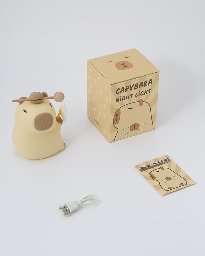 LOFICOPER Capybara Night Light, Silicone Dimmable Nursery Night Light, Rechargeable Touch Lamp, Cute Animal Lamp with Auto-Off Timer for Table Bedside Bedroom Decoration