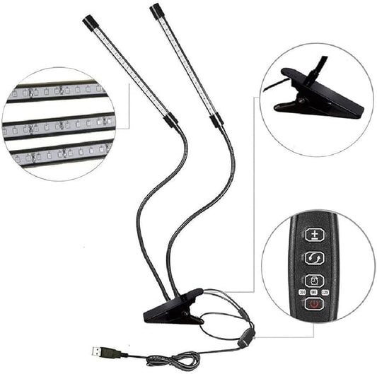 LED Plant Grow Lights for Indoor Plants 40 LED Full Spectrum Dual Head Plant Lights, 3 Switch Modes, 3,9,12H Timer, 9 Dimmable Brightness Growth Lamp for Indoor Succulent, Vegetables