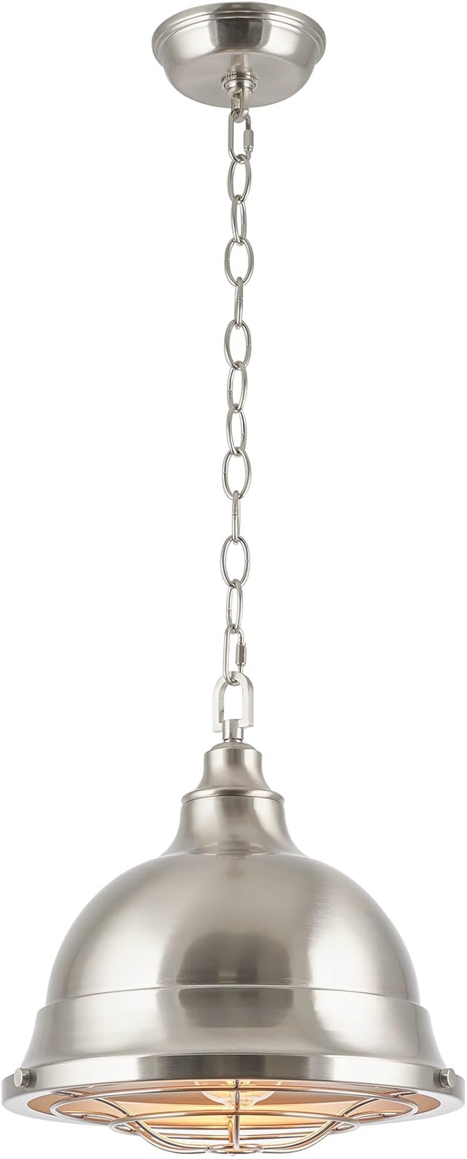 Kira Home Liberty 13" Modern Industrial Pendant Light + Metal Cage Shade, Adjustable Hanging Height, Brushed Nickel Finish