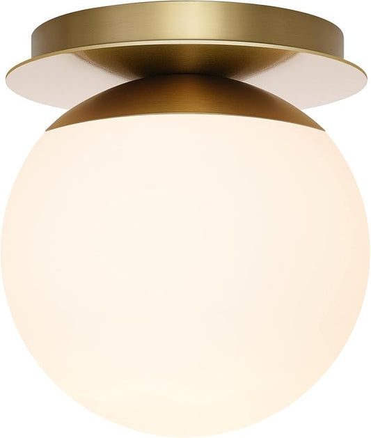 2 Pack Wall Sconces, Modern Globe Sconces in Aged Brass, Wall Light for Bedroom Bathroom Living Room & Hallway Vanity Lighting, Ceiling Light Fixture