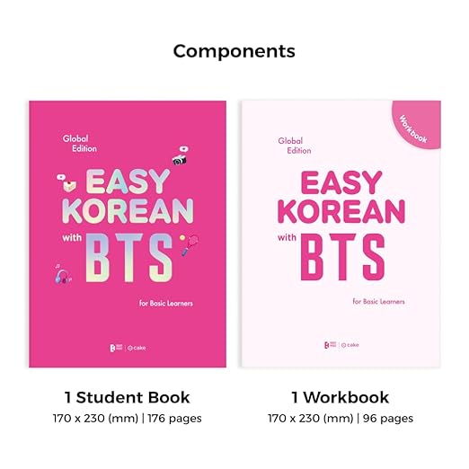 Easy Korean with BTS (New Cover Edition)- Basic Level Korean Study Book with Workbook and Free Online Lectures(Lessons with BTS Videos, Listening & Speaking Practice, and Grammar Quizzes)