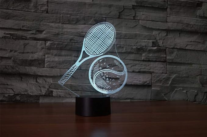 Tennis 3D Illusion Night Light,16 Colors Change Smart Touch & Remote Control,Home Decor LED Bedside Table Desk Lamp,Christmas Birthday Gift for Girls Boys Kids Adults Friends & Family