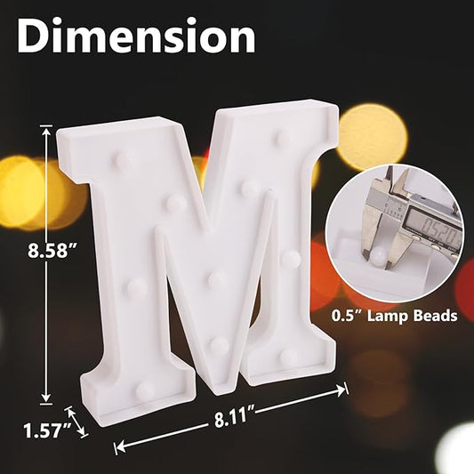 LED Marquee Sign Light Up Letters, Alphabet Light Up Sign, Battery Powered LED Letter Lights for Night Light, Wedding, Birthday, Party, Christmas or Home Decor (M)