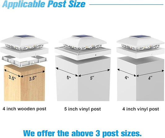 VOLISUN 4x4 Solar Cap Light 8pack, Solar Fence - Post Lights Outdoor Waterproof for Wood/Vinyl, White Deck Cap Light Solar Powered with Warm White for Garden/Patio/Porch