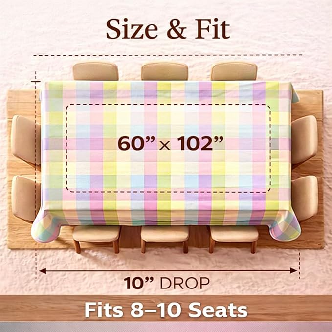 Urban Villa Easter Tablecloth Buffalo Check Table Cloth Tabletop Cover Kitchen Dining Tablecloth 100% Cotton Great Parties Wedding Holiday Dinner Easter Rectangle 60X102 Inches 8-10 Seats Table Cloth