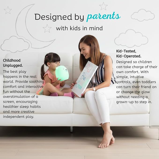 Lumipets Cloud Squishy Night Light for Kids | Soft Silicone Bedside Mood Lamp with Remote & Tap Control | Rechargeable Color Changing Night Light for Boys & Girls | Portable Nightlight with USB Cord