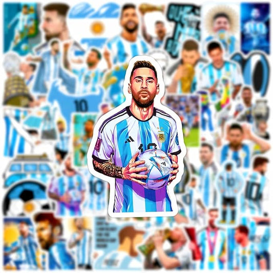 50PCS Soccer Player Messi Sticker for Fans, Vinyl Waterproof Laptop Water Bottle Stickers for Aldults Boys Girls Teens Cool Soccer Sport