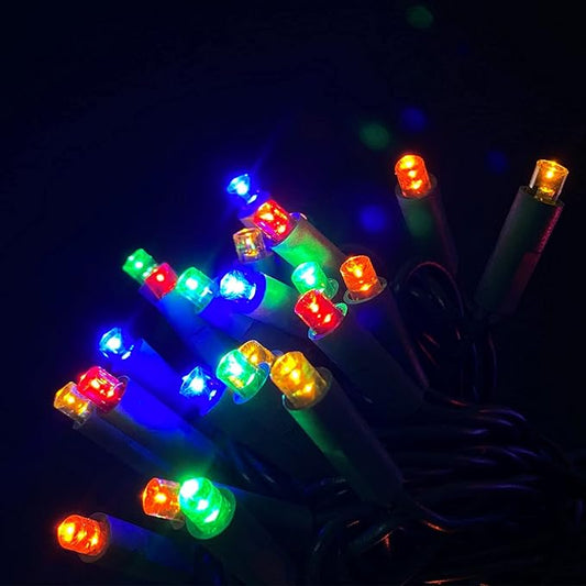 UL Listed 50 Count 5MM Wide Angle Led Christmas Light Set,Outdoor Mini Led String Lights for Garden Patio Tree Lighting Decoration,17 Feet Green Wire (Multi-Colored)
