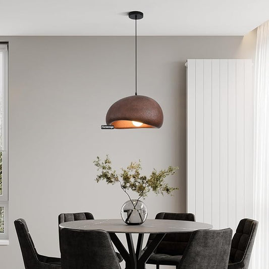 15.7in Wabi Sabi Pendant Light, Kitchen Island Lighting Fixture Ceiling Mount Japanese Lamp Japandi Chandelier for Dining Living Room Hallway Bedroom Restaurant Hanging Lamp, Brown 1 Pack