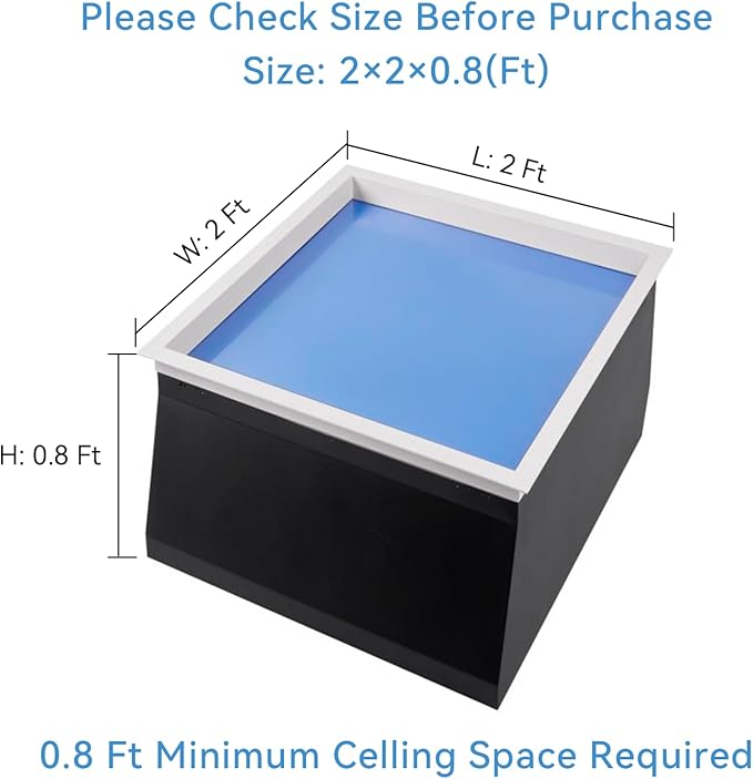 2x2 Ft Smart Blue Sky Light Ceiling Lamp, APP Control and Biological Rhythm Simulate Sunlight Irradiation, Artificial Skylight for Living Room, Bathroom, Office (2x2 Ft)