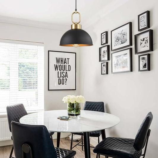 Farmhouse Pendant Lights Kitchen Island,10.2 Inch Single Dome Pendant Lighting, Adjustable Height Modern Island Lights for Kitchen, Industrial Ceiling Hanging Light for Dining Living Room Over Sink