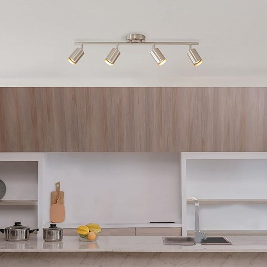 Globe Electric Pratt 4-Light Track Lighting, Brushed Nickel Finish, Bulb Not Included