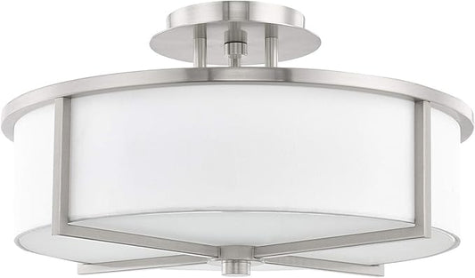 Livex Lighting 51074-91 Transitional Three Light Ceiling Mount from Wesley Collection in Pwt, Nckl, B/S, Slvr. Finish, Brushed Nickel