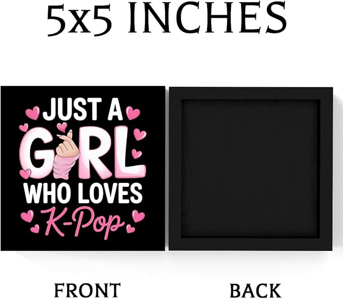 K-pop Decor, Just a Girl Who Loves K-pop Room Decor wooden box Sign, Girls Kpop Gifts Rustic Anime Lovers wooden box for Home Living Room Girl Bedroom