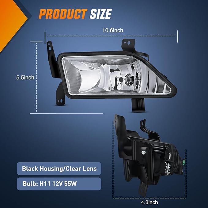 Nilight Fog Lights Assembly Compatible with 2006 2007 2008 Honda Pilot w/H11 12V 55W Bulbs Clear Lens Driver and Passenger Side
