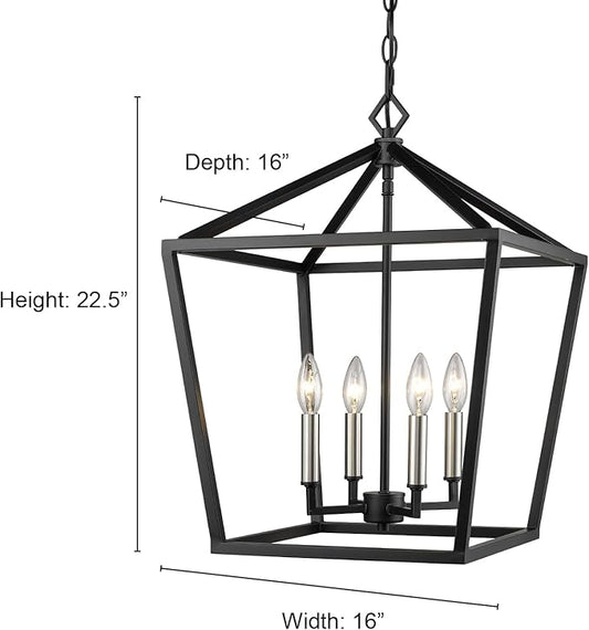 ML Lighting 3244-MB Four Light Pendant, Black
