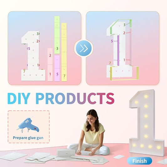 imprsv 4FT Marquee Numbers,DIY Light Up Numbers for 9th 19th Birthday Decorations, Party Party Decorations,Anniversary Party Decor,Mosaic Number for Balloons Number 9,Pre-Cut Foam Board Kit