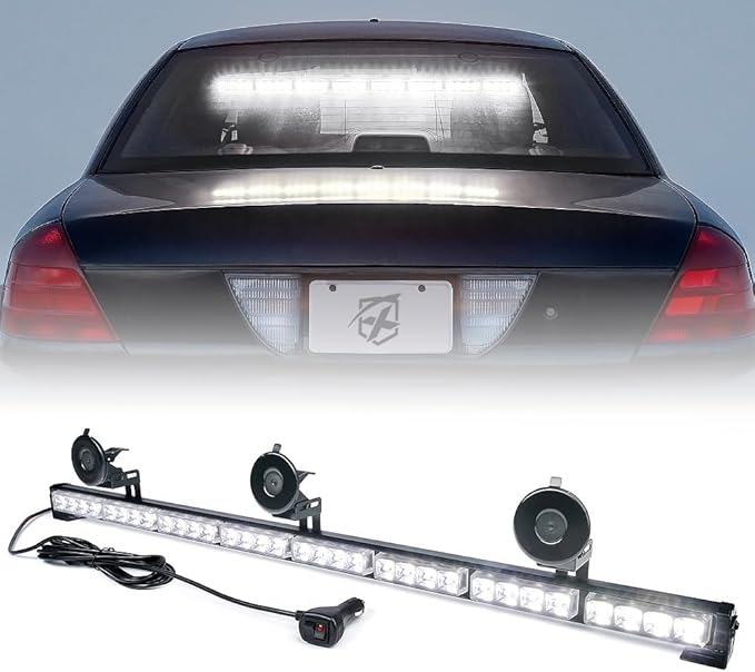 Xprite 35.5" Traffic Advisor Light Bar, LED Emergency Strobe Lights with 21 Flash Patterns, Suction Cup Mount & Cigarette Lighter Plug, Strobe Lights for Trucks, SUV, Car - White
