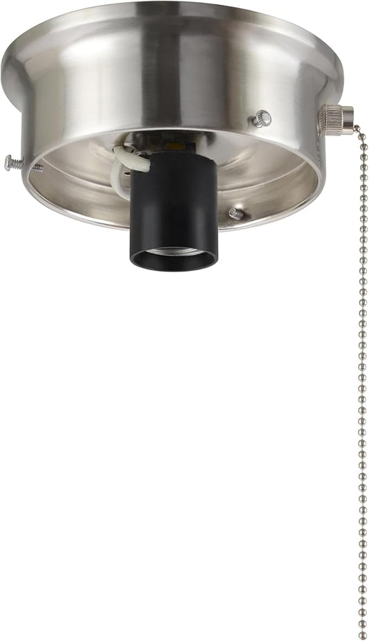 Aspen Creative 22104-09-1, Flush Mount Ceiling Fixture Shade Holder Kit with On/Off Pull Chain Switch in Brushed Nickel Finish 4-1/2" Fitter, 5" Diameter x 1-3/4" Height