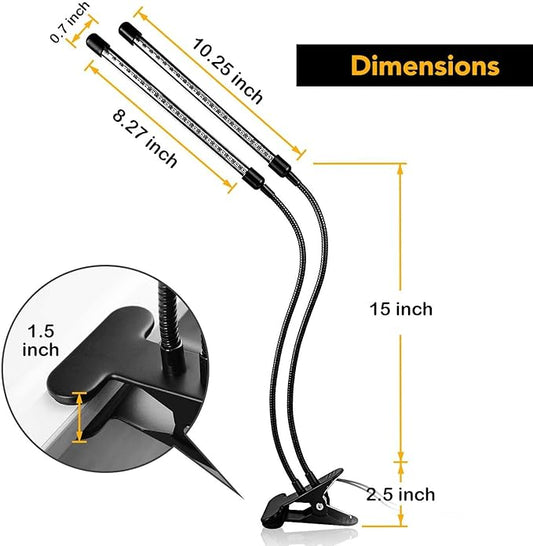 iPower Red&Blue Spectrum LED Grow Light with Adjustable Gooseneck, Auto ON/Off 3/9/12H Timing, 11 Dimmable Levels for Indoor Plant
