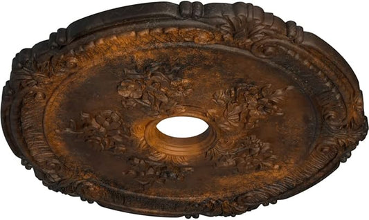 Ekena Millwork CM26ATRUS 26"OD X 3 3/4"ID X 1 1/2"P Attica With Rose Ceiling Medallion Fits Canopies Up To 4 1/2", Rust