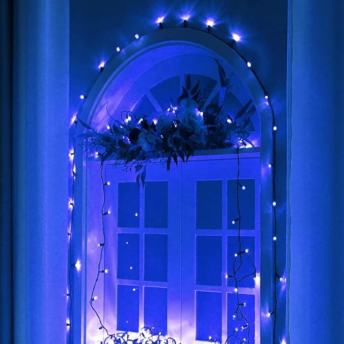 Pooqla Christmas Blue String Lights, 200 LED 66 ft Indoor and Outdoor Lights, 8 Modes Holiday Fairy Light for Xmas Tree Home Yard Patio Wedding Party, Christmas Decoration, Blue