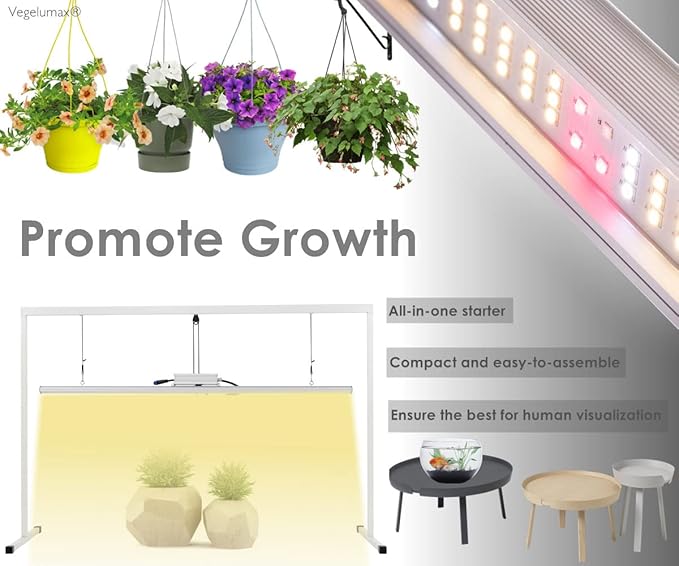 LED Grow Light Lamp Stand for Plant Vege Flower Herb Growth,Full Spectrum CRI 90+ White Light CCT 3200K,Isolated Dimming Power with On/Off Switch,Height Adjustable,100W,4FT