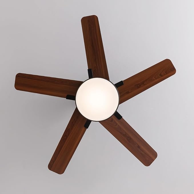 Fanbliss 44 Inch Ceiling Fans with Lights and Remote Control, Modern Ceiling Fan with Dimmable LED, 6 Speeds, Timer, Quiet Reversible DC Motor, Black Ceiling Fan for Bedroom, Living Room and Kitchen