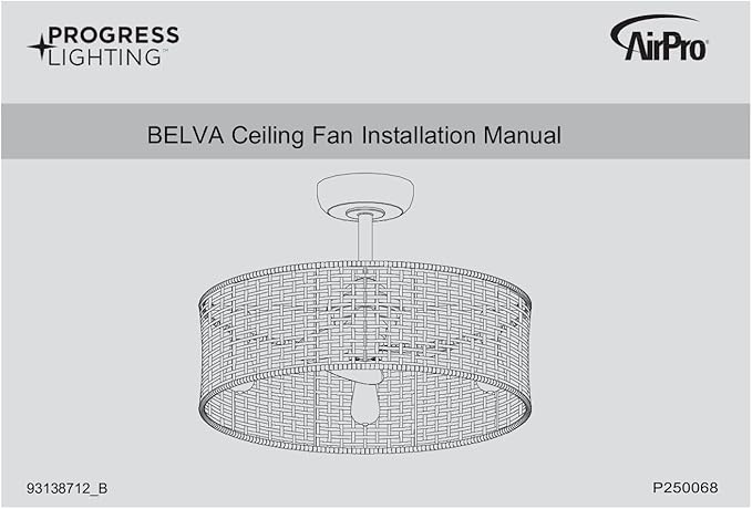 Progress Lighting P250068-151-WB LED Ceiling Fan from Belva Collection 25.25 inches