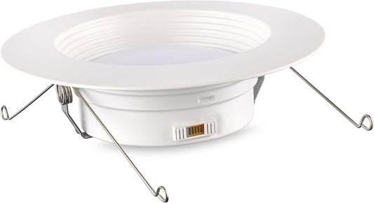 TCP LEDDR56BVCCT5 5/6 Inch LED Beveled Downlight - 50,000 Hour Life, Selectable CCT 27K-50K, 1400 Lumens, 14W, TRIAC Dimmable, E26 Adapter, UL Approved for Damp Locations, Easy Install Ceiling Light