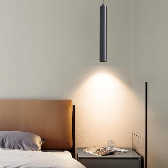 3 Pack Black Pendant Lights for Kitchen Island, Modern Minimalist Linear Hanging Light Fixtures, 3 Color 3000K/4500K/6500K, Ceiling Pendant Lighting for Dining Room, Bedroom, Hallway, Bedside