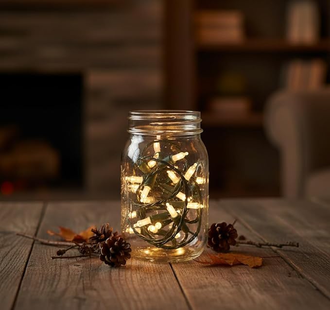Brite Star 100 Count Mini String Christmas Lights, Clear - 22 feet Indoor/Outdoor Christmas Tree Lights with Green Wire