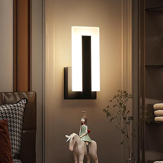 Hardwire Modern Wall Sconces with Stepless Adjustable 10%-100% 7W Acrylic LED Wall Light Brightness Suitable for Living Room Corridor Bedside (Warm White 3000K 1 Pack)