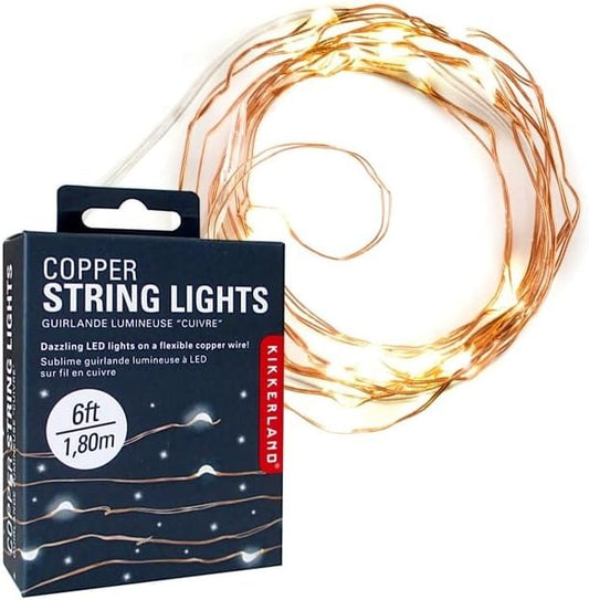 Kikkerland Copper String Lights Battery Operated