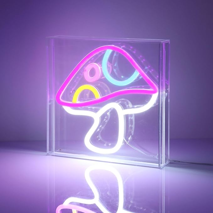 Light Up Your World! Wireless Express Neon Art Signs (5 Unique Styles) - Desktop & Wall Décor. Perfect for Bedrooms, Dorm Rooms, Office (Mushroom)