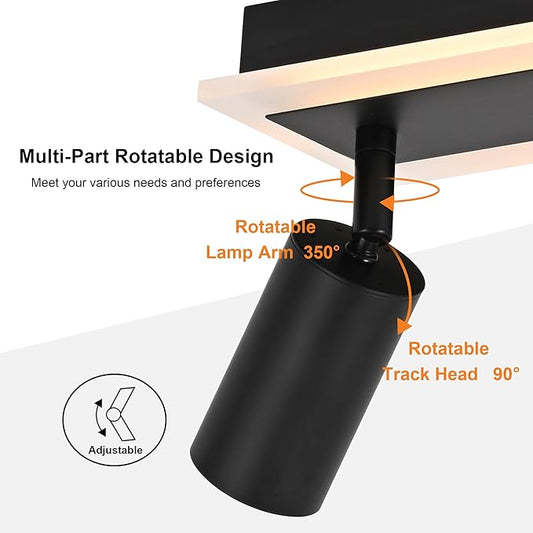 TODOLUZ 5-Light LED Track Lighting Fixtures, Black Flexible Directional Ceiling Spot Light, Wall Mounted Bathroom Lights Fixture for Over Mirror Kitchen